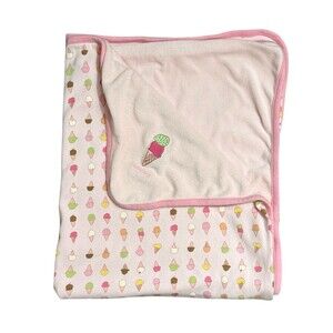Vintage Baby Gap Baby Blanket Ice Cream Cones Terry Cloth Pink 29 x 35 Inches